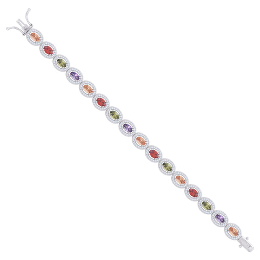 925 Sterling Silver Cz Bracelet 7 Inches