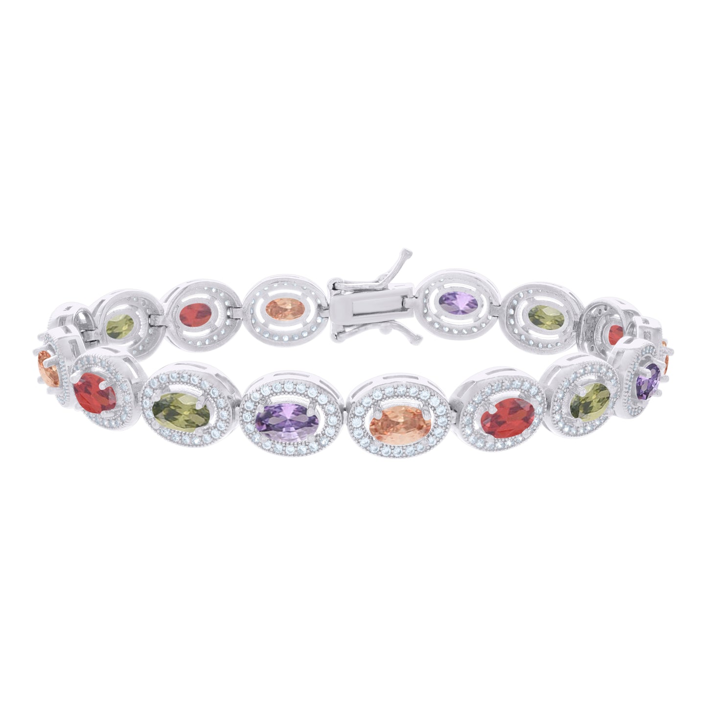 925 Sterling Silver Cz Bracelet 7 Inches