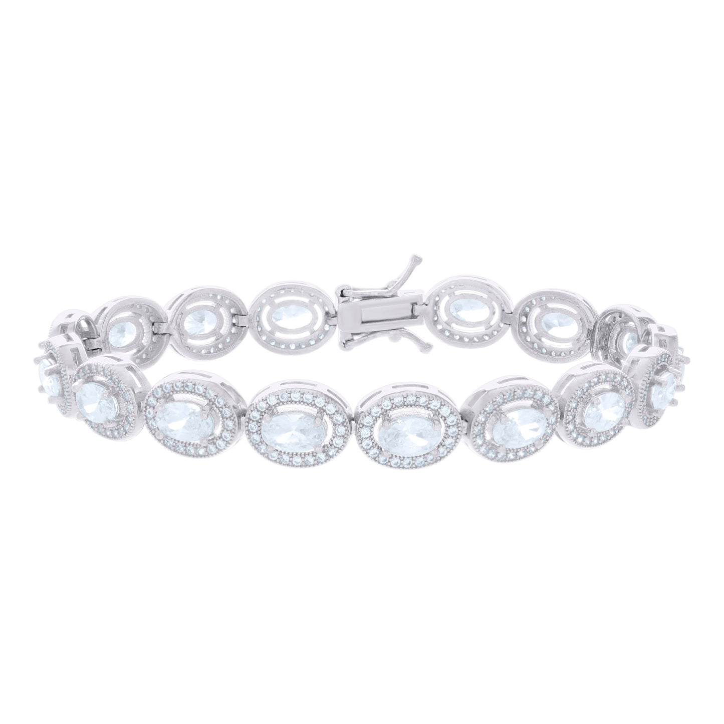925 Sterling Silver Cz Bracelet 7 Inches