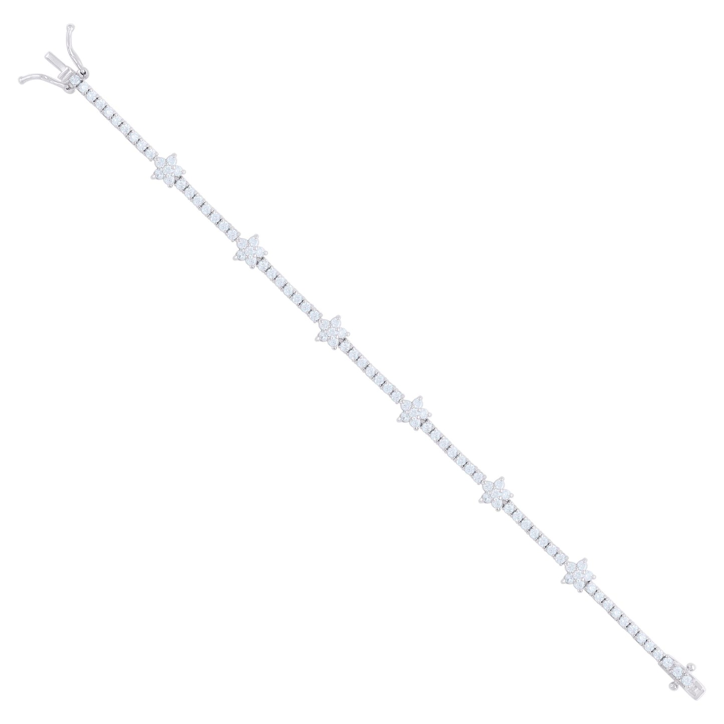 925 Sterling Silver Cz Bracelet 7 Inches