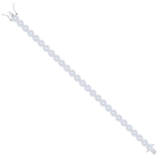925 Sterling Silver Cz Bracelet 7.25 Inches