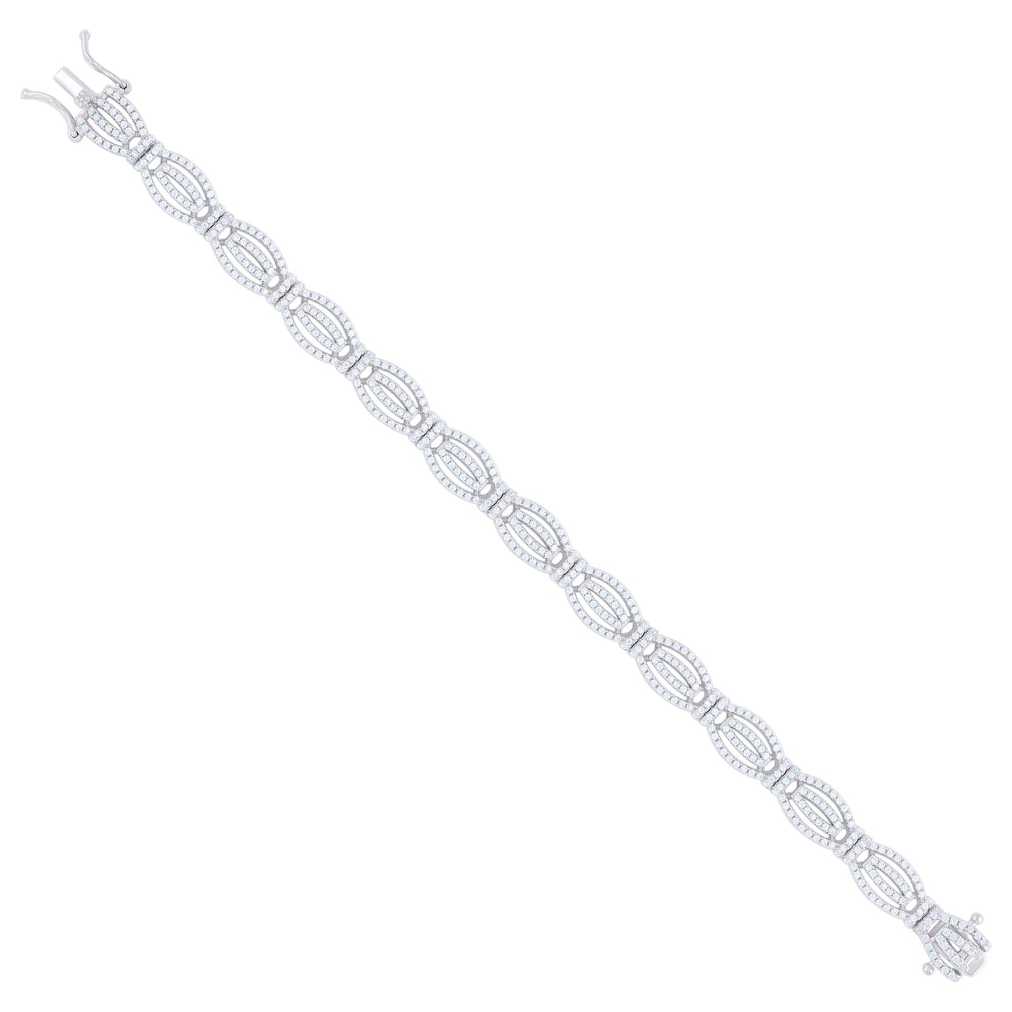 925 Sterling Silver Cz Bracelet 7 Inches