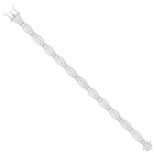925 Sterling Silver Cz Bracelet 7 Inches