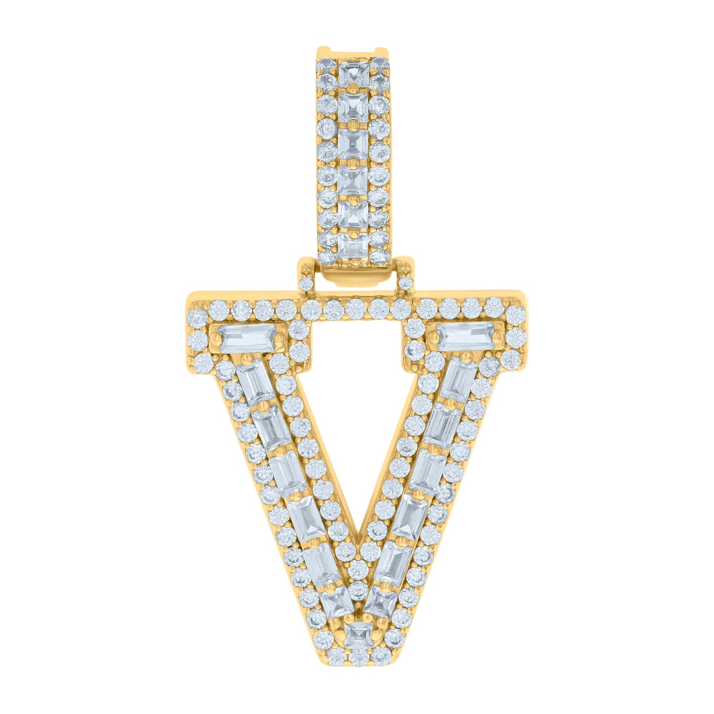 925 Sterling Silver Initial Pendant "V"