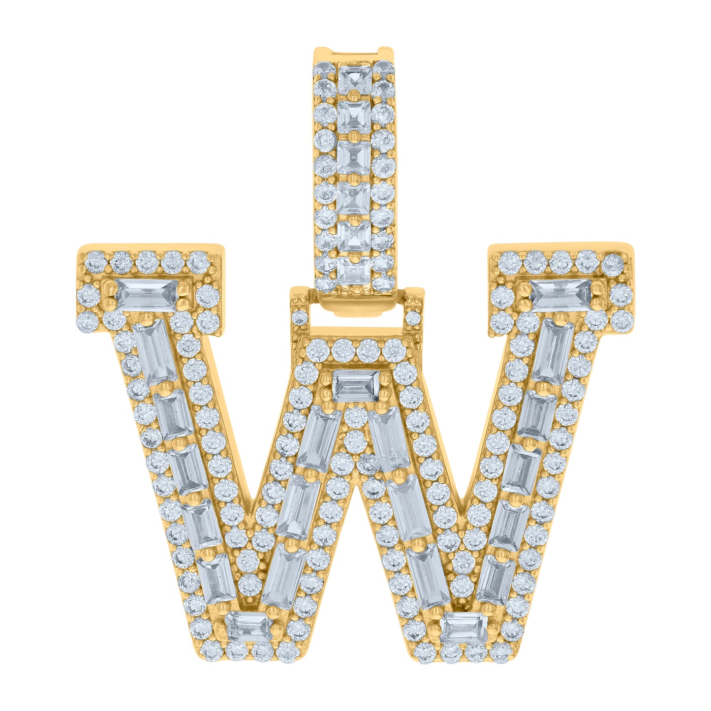 925 Sterling Silver Initial Pendant "W"