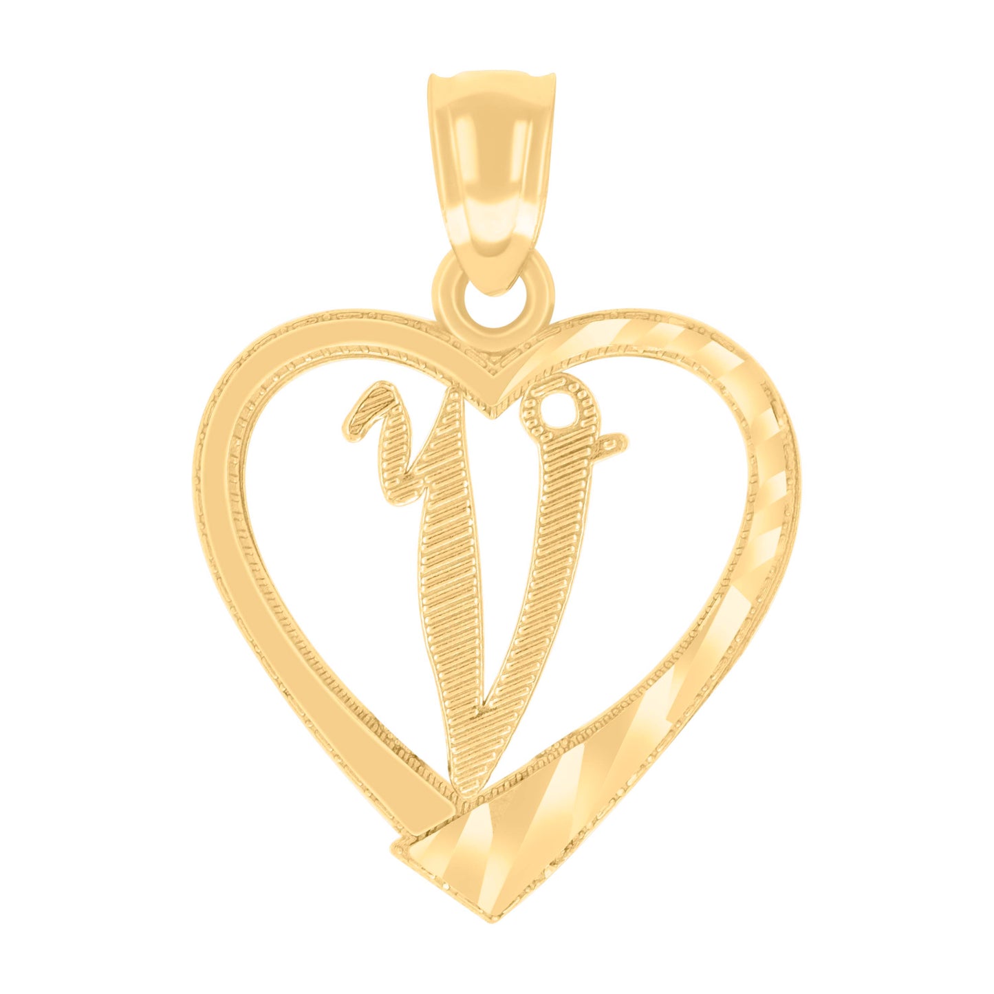 14Kt Gold Pendant Initial "V"