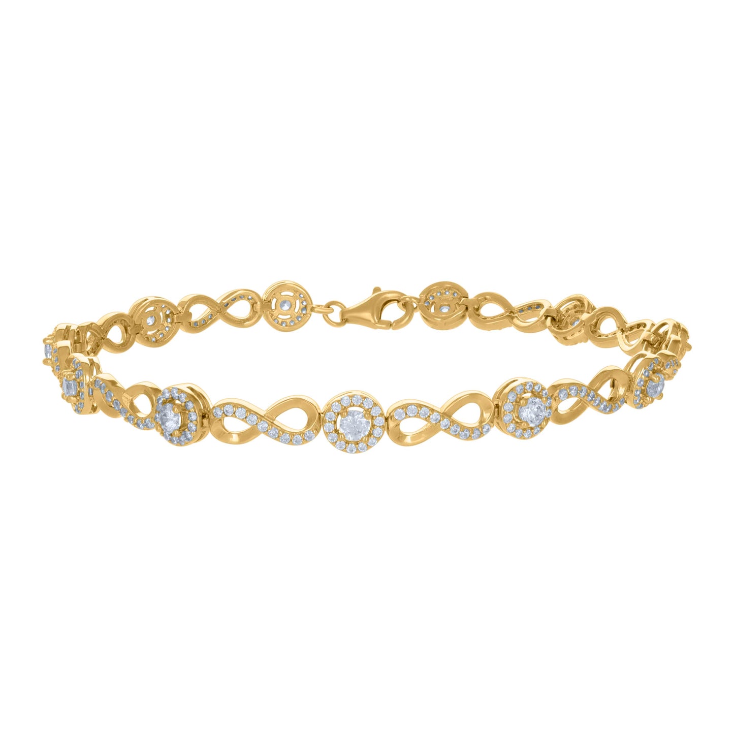 925 Sterling Silver Cz Bracelet 8"