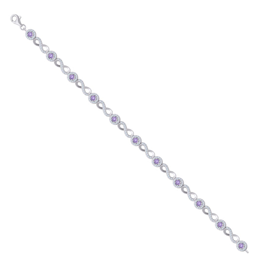 925 Sterling Silver Cz Bracelet 8"