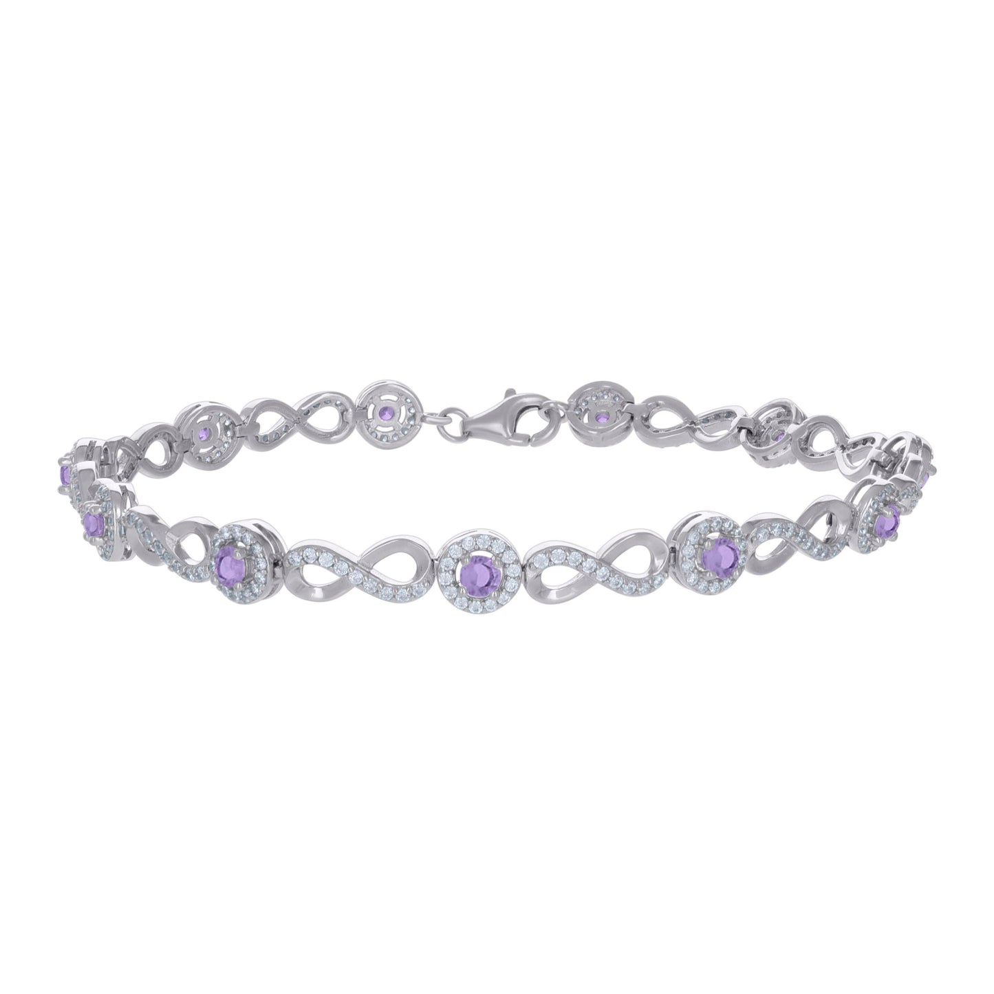 925 Sterling Silver Cz Bracelet 8"