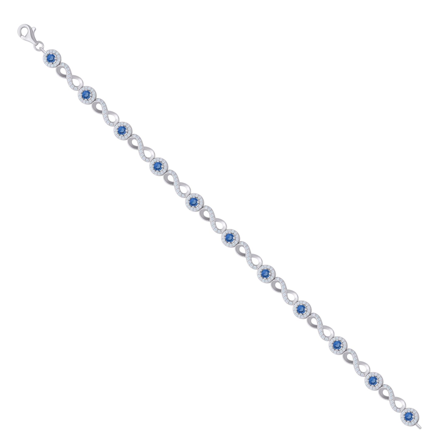 925 Sterling Silver Cz Bracelet 8"