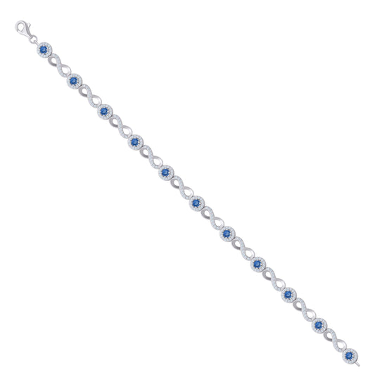 925 Sterling Silver Cz Bracelet 8"