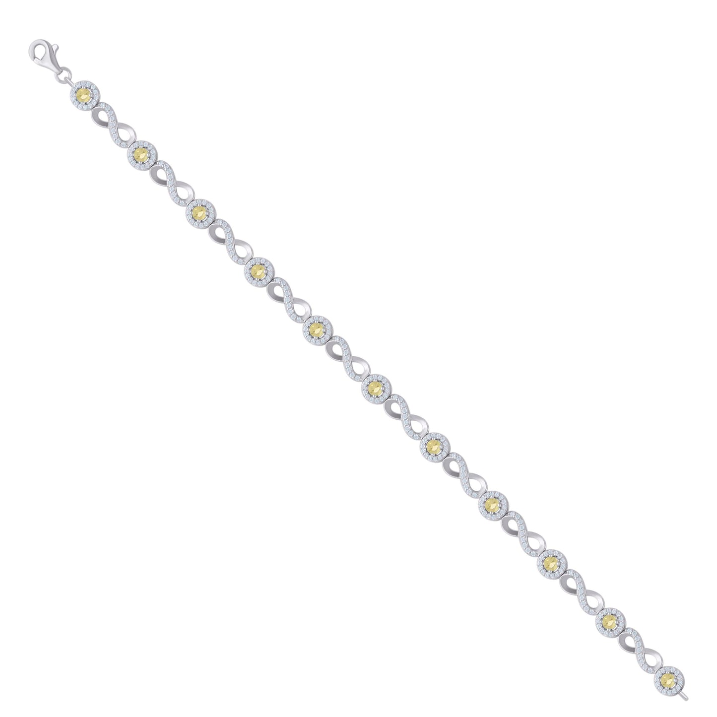 925 Sterling Silver Cz Bracelet 8"