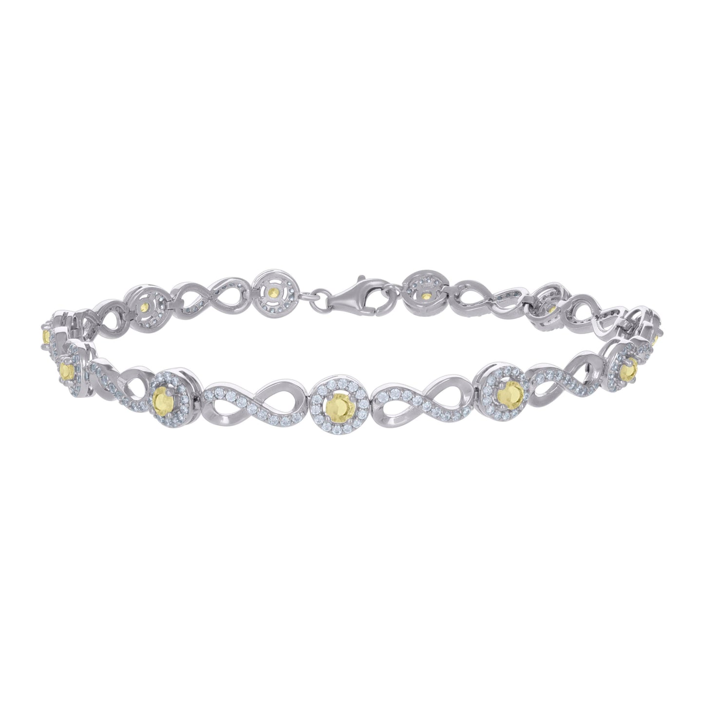 925 Sterling Silver Cz Bracelet 8"