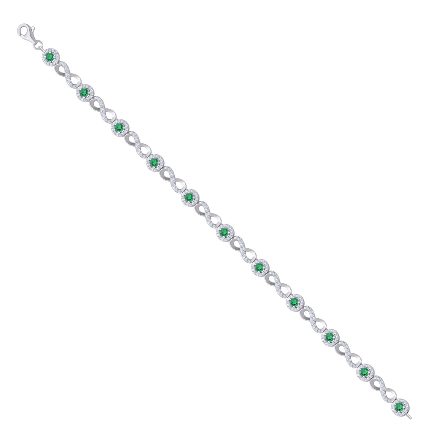 925 Sterling Silver Cz Bracelet 8"