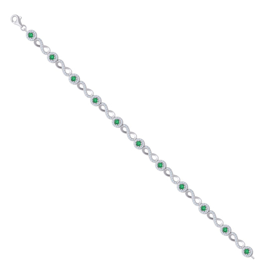 925 Sterling Silver Cz Bracelet 8"