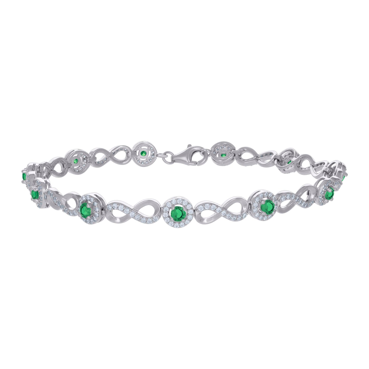 925 Sterling Silver Cz Bracelet 8"