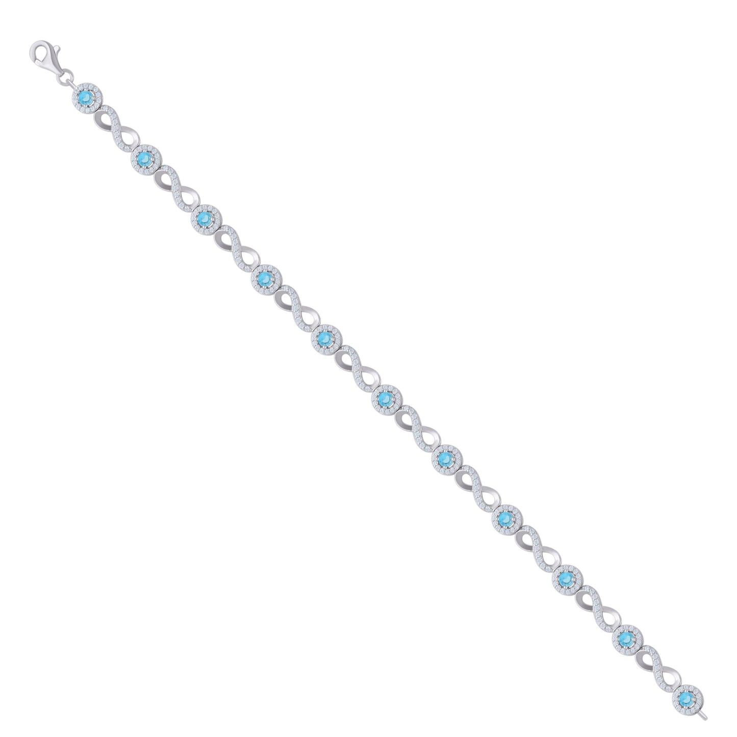 925 Sterling Silver Cz Bracelet 8"