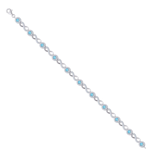 925 Sterling Silver Cz Bracelet 8"
