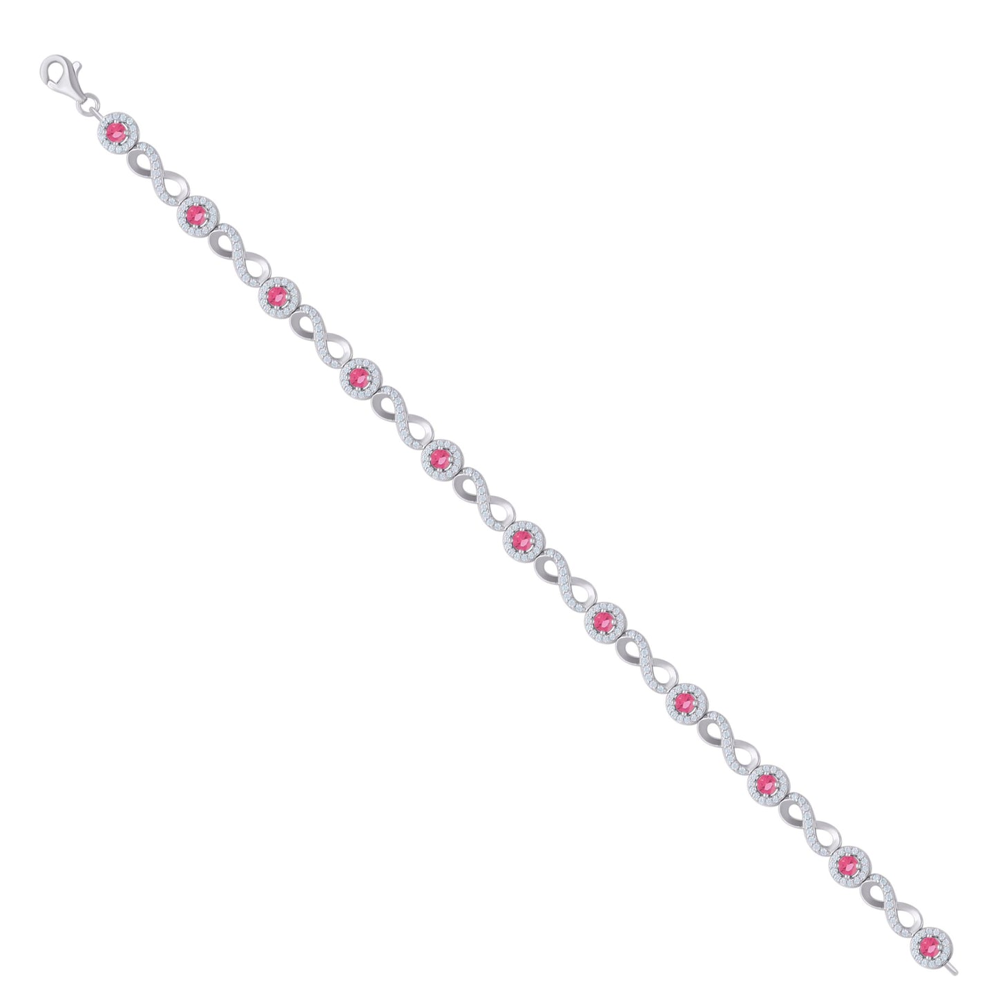 925 Sterling Silver Cz Bracelet 8"