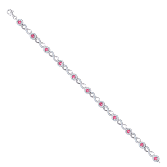 925 Sterling Silver Cz Bracelet 8"