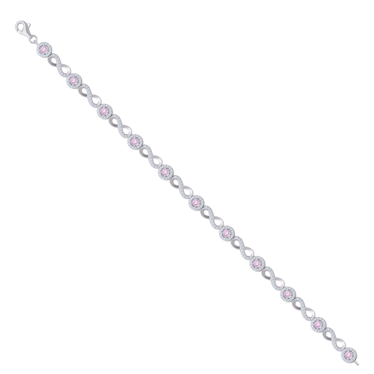925 Sterling Silver Cz Bracelet 8"