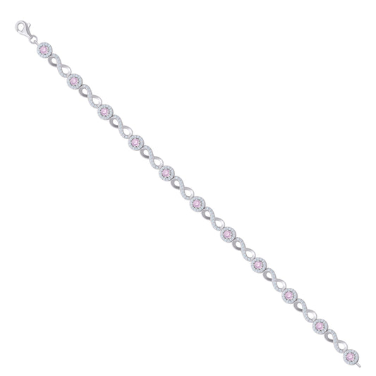 925 Sterling Silver Cz Bracelet 8"