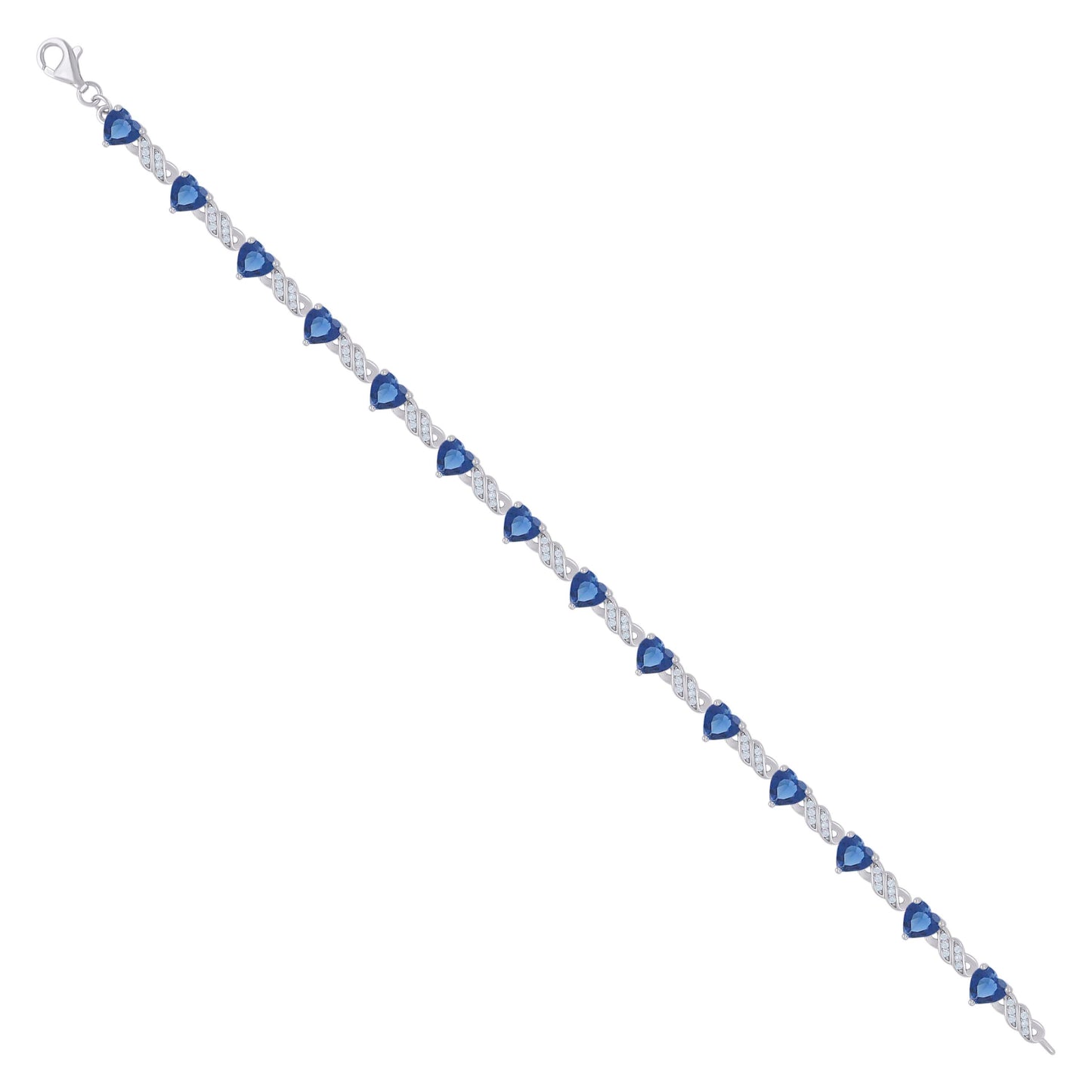 925 Sterling Silver Cz Bracelet 7.5"