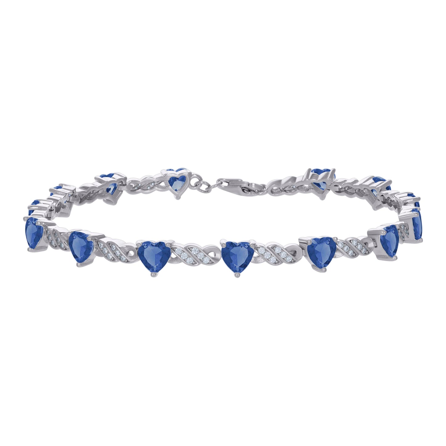 925 Sterling Silver Cz Bracelet 7.5"