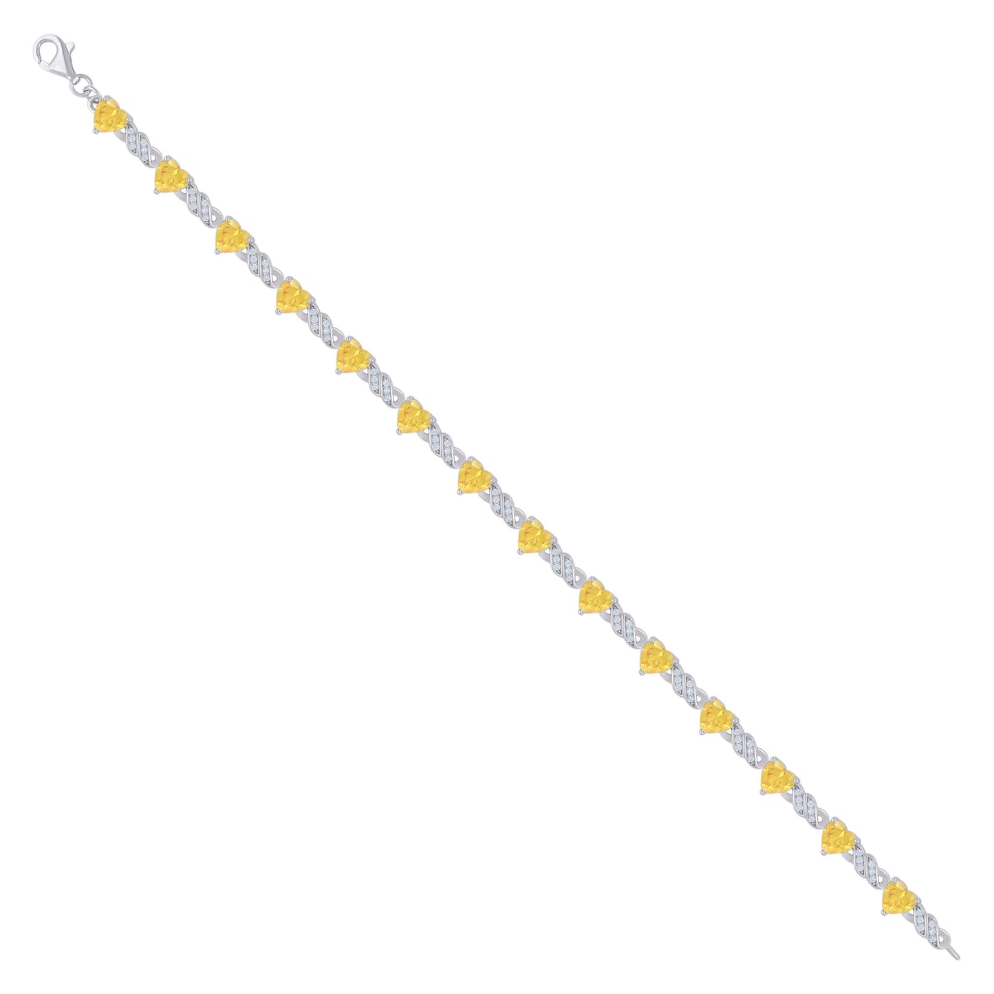 925 Sterling Silver Cz Bracelet 7.5"