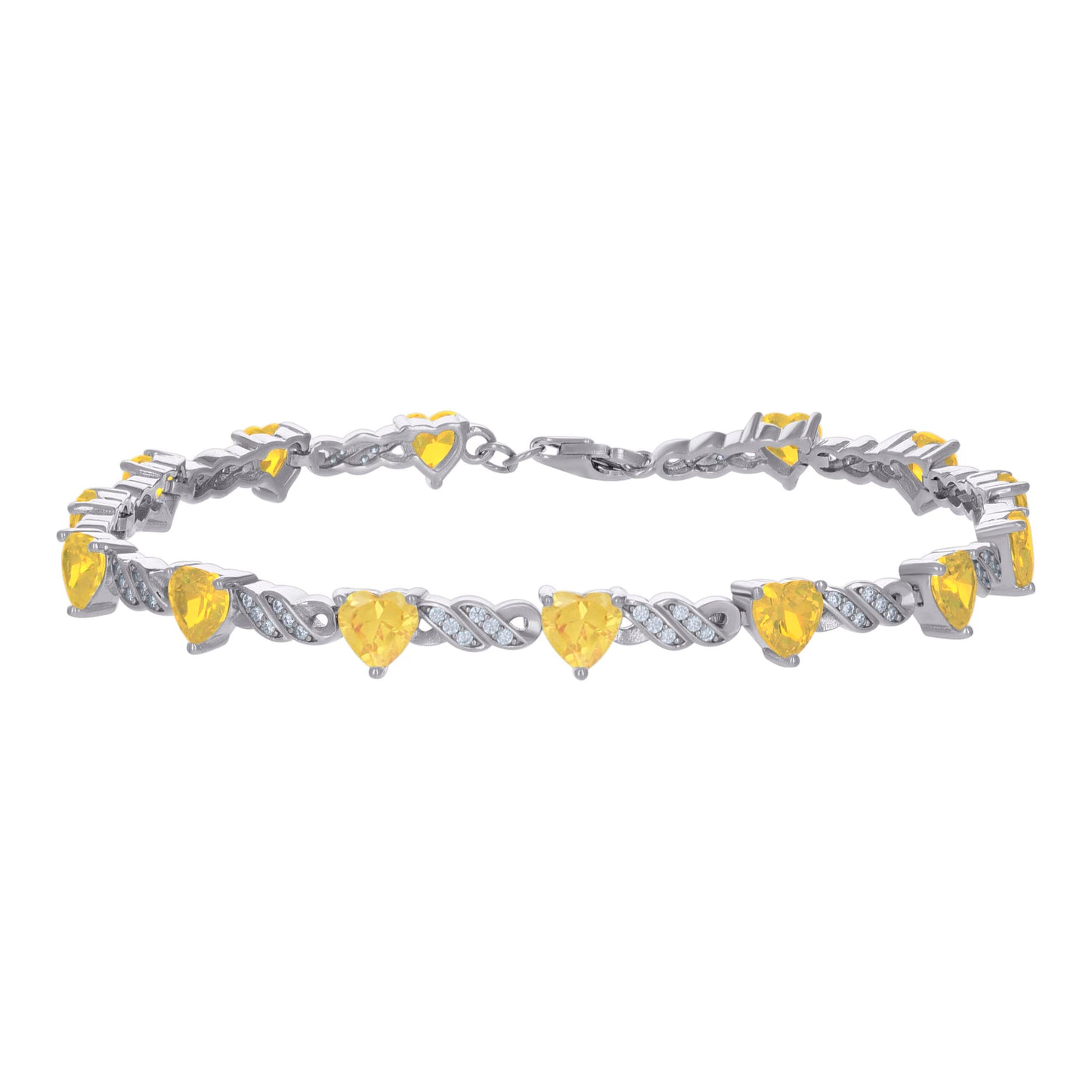925 Sterling Silver Cz Bracelet 7.5"