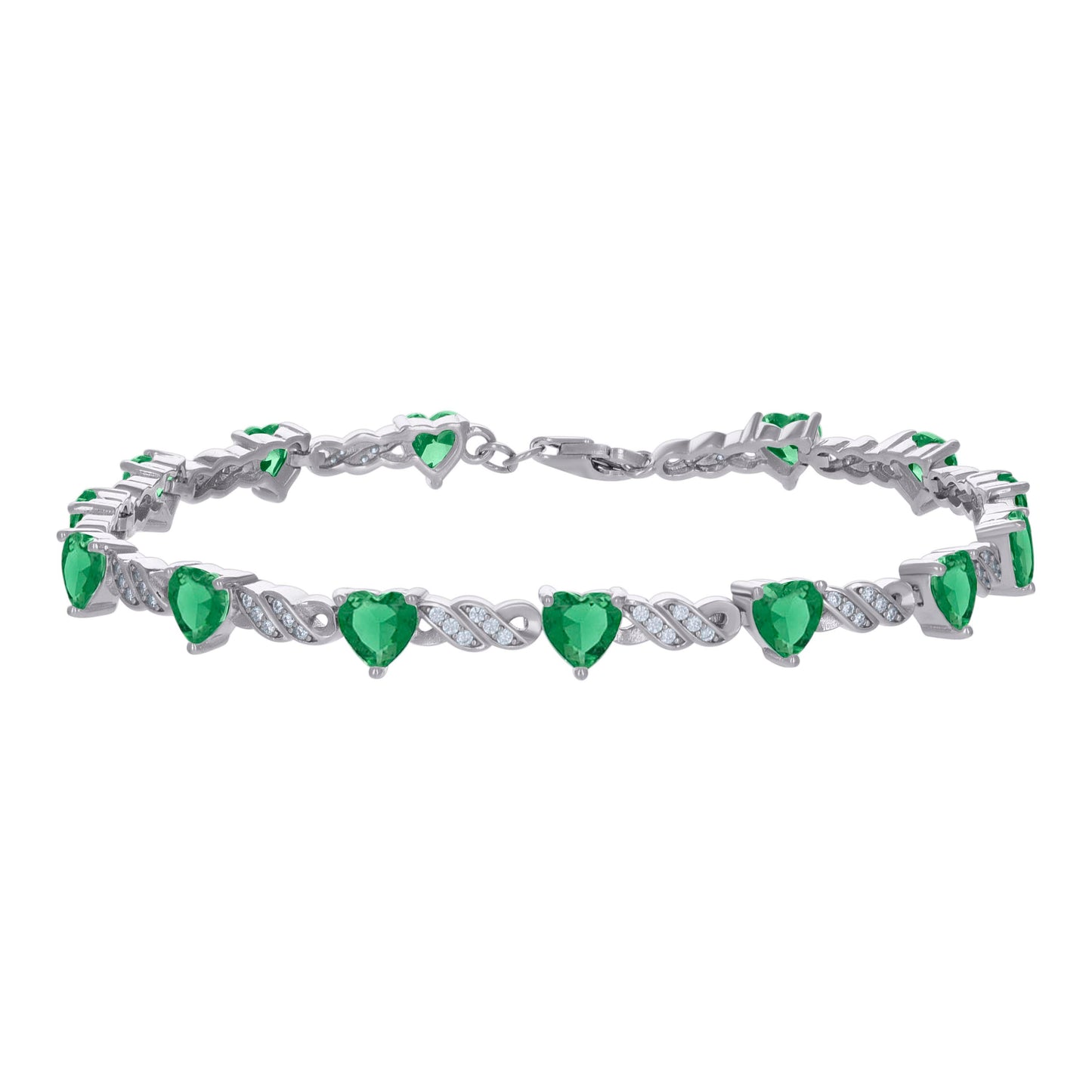 925 Sterling Silver Cz Bracelet 7.5"