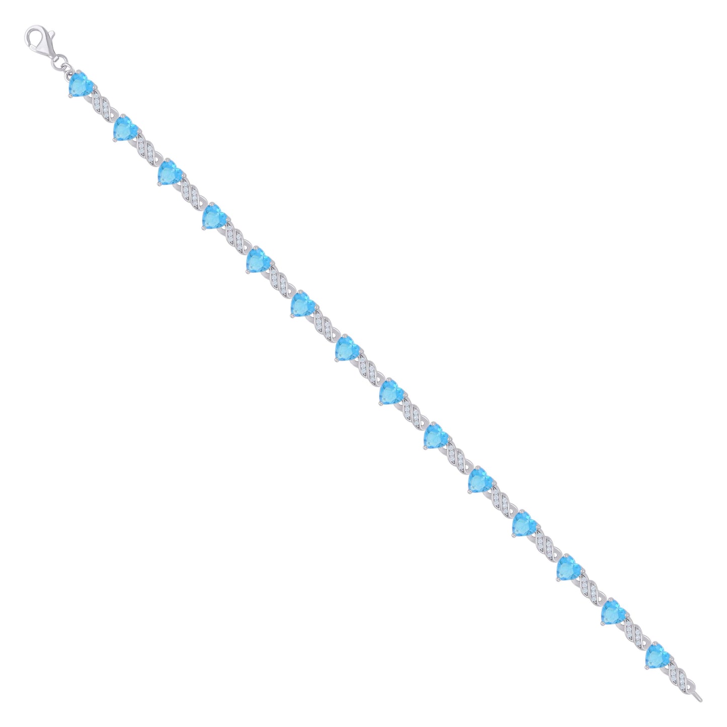 925 Sterling Silver Cz Bracelet 7.5"