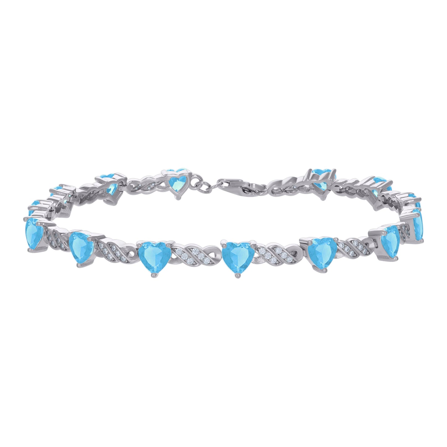 925 Sterling Silver Cz Bracelet 7.5"