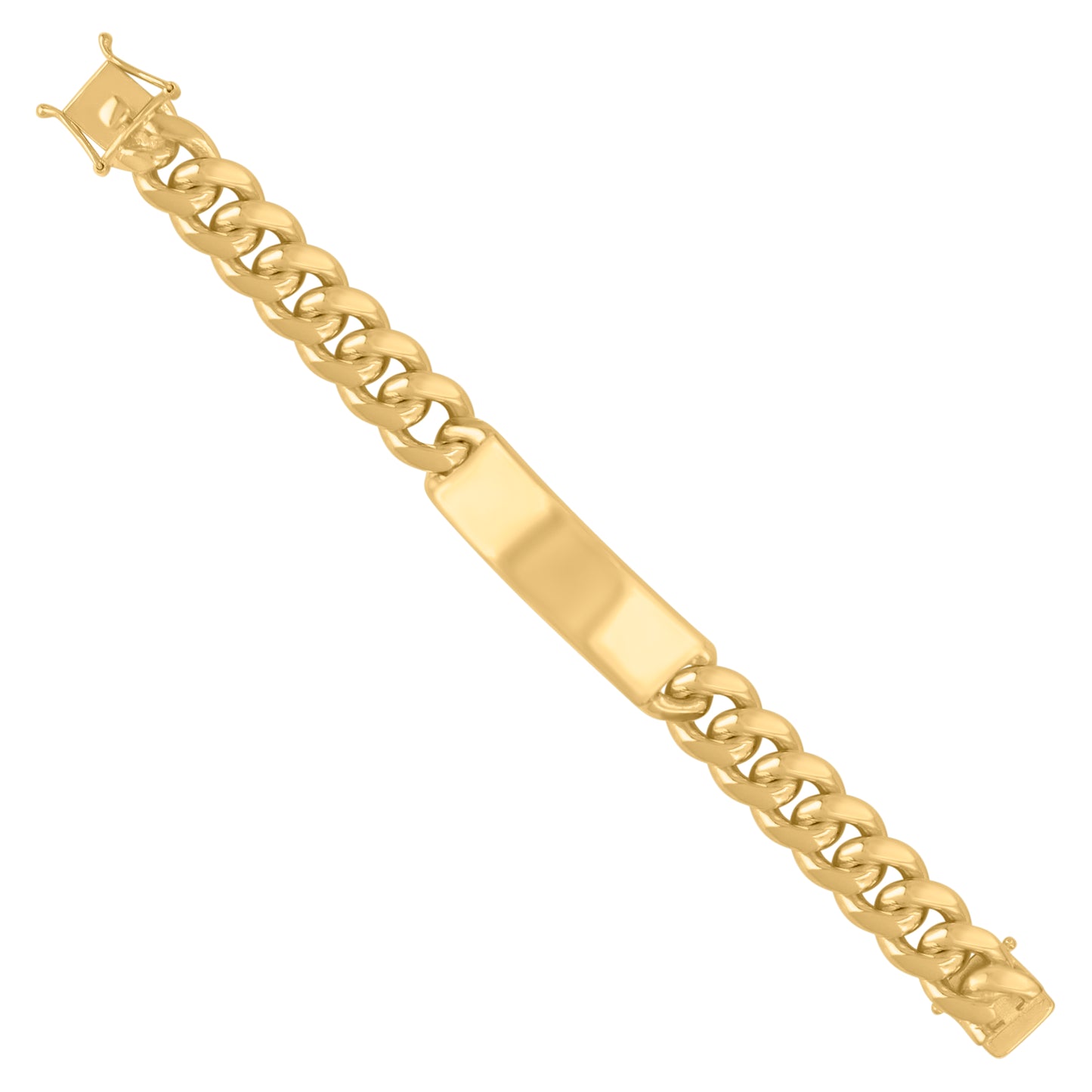 925-Sterling-Yellow Solid Miami Cuban Id Bracelet