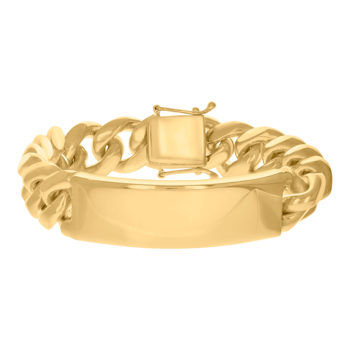 925-Sterling-Yellow Solid Miami Cuban Id Bracelet