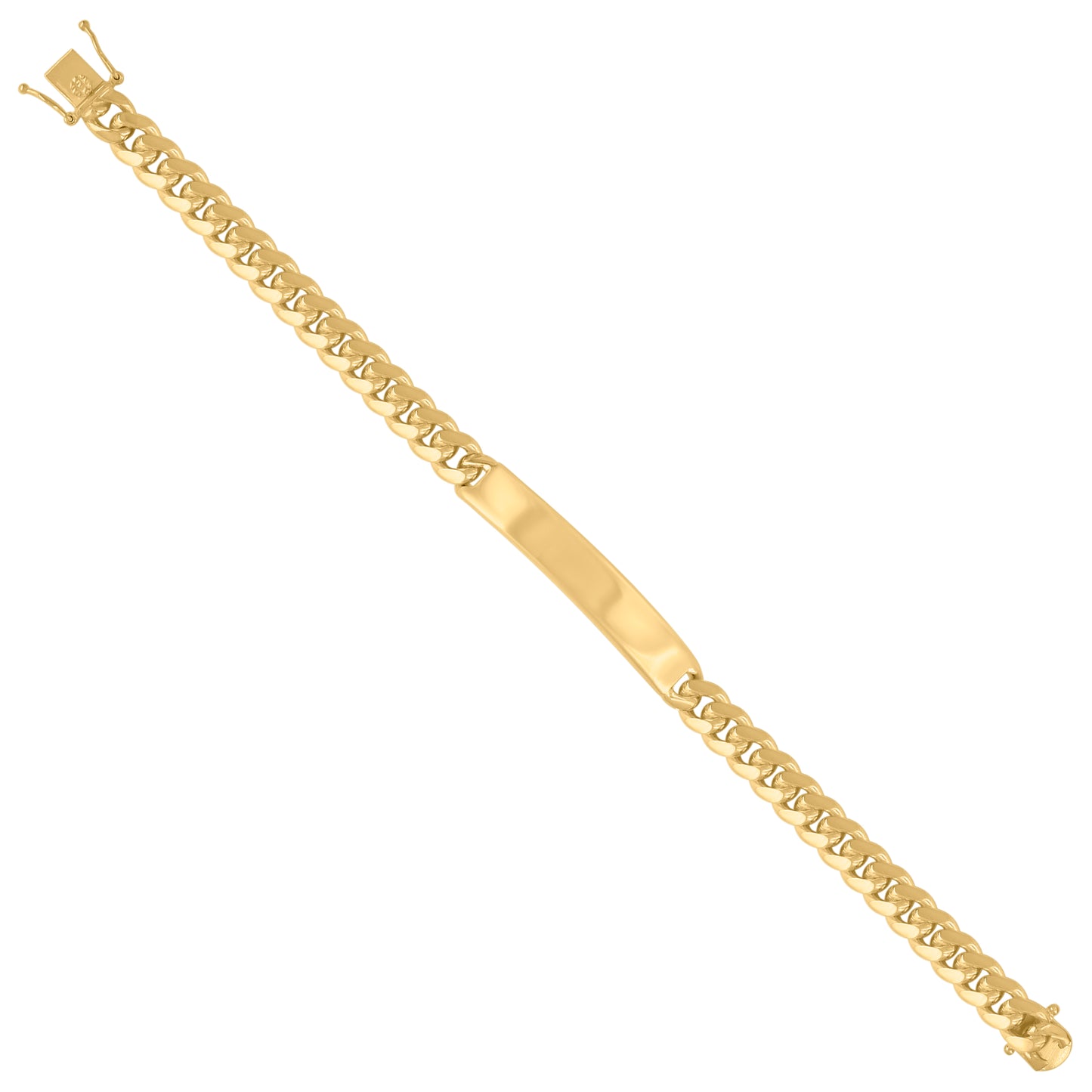 925-Sterling-Yellow Solid Miami Cuban Id Bracelet
