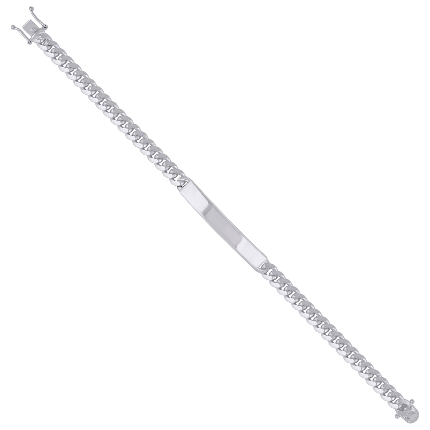 925 Sterling Rhodium Solid Miami Cuban Id Bracelet