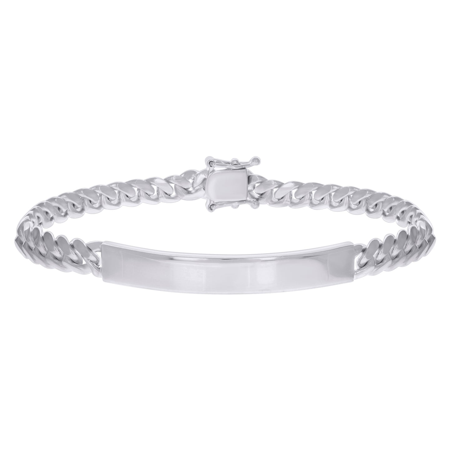 925 Sterling Rhodium Solid Miami Cuban Id Bracelet