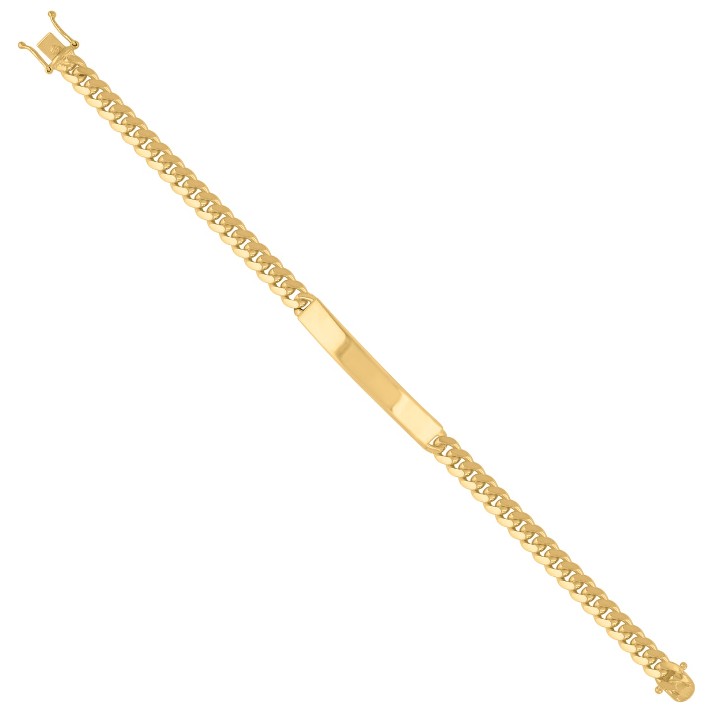 925-Sterling-Yellow Solid Miami Cuban Id Bracelet