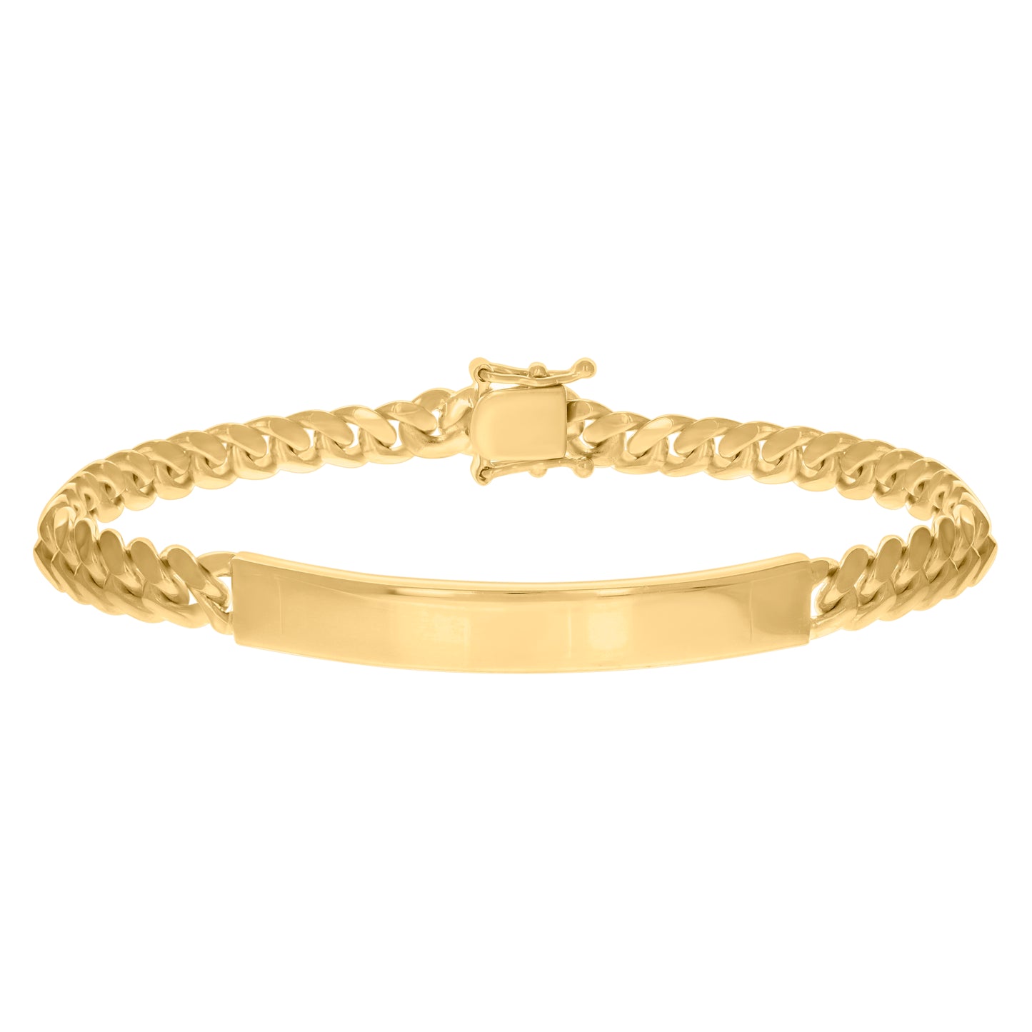 925-Sterling-Yellow Solid Miami Cuban Id Bracelet