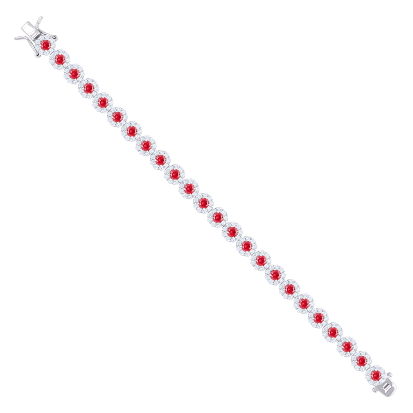 925 Sterling Silver Cz Flower Bracelet 7.5"