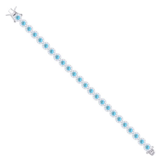 925 Sterling Silver Cz Flower Bracelet 7.5"