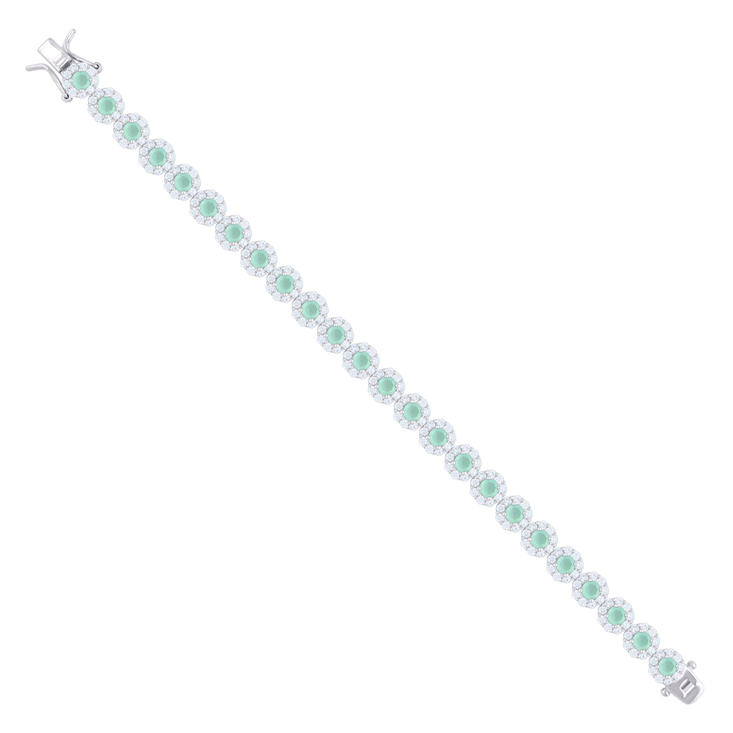 925 Sterling Silver Cz Flower Bracelet 7.5"