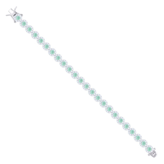 925 Sterling Silver Cz Flower Bracelet 7.5"