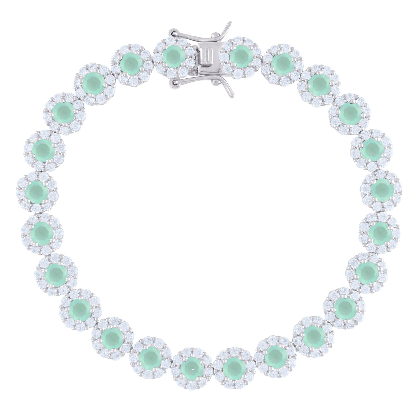 925 Sterling Silver Cz Flower Bracelet 7.5"