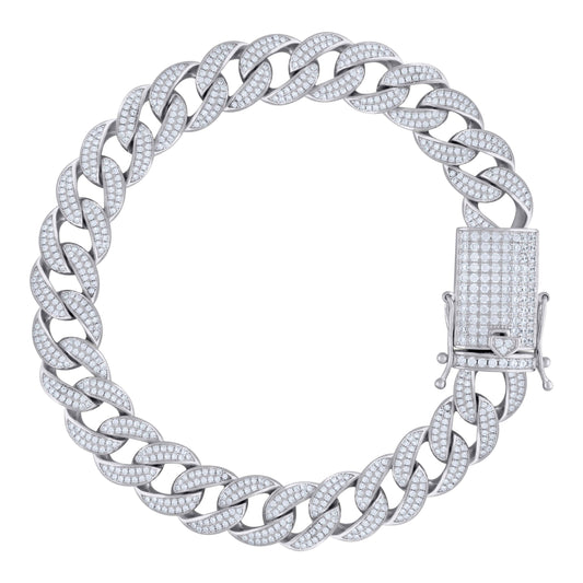 925 Sterling Silver Moissanite 9.90Ctw Miami Cuban