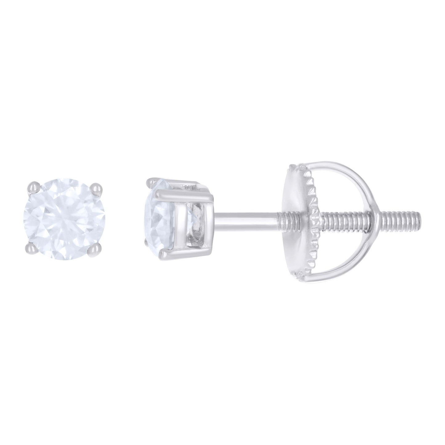 925 Sterling Silver 0.60Ctw Moissanite Round Screw