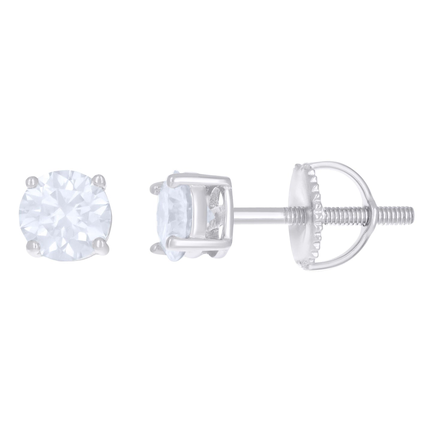 925 Sterling Silver 1Ctw Moissanite Round Screwbac