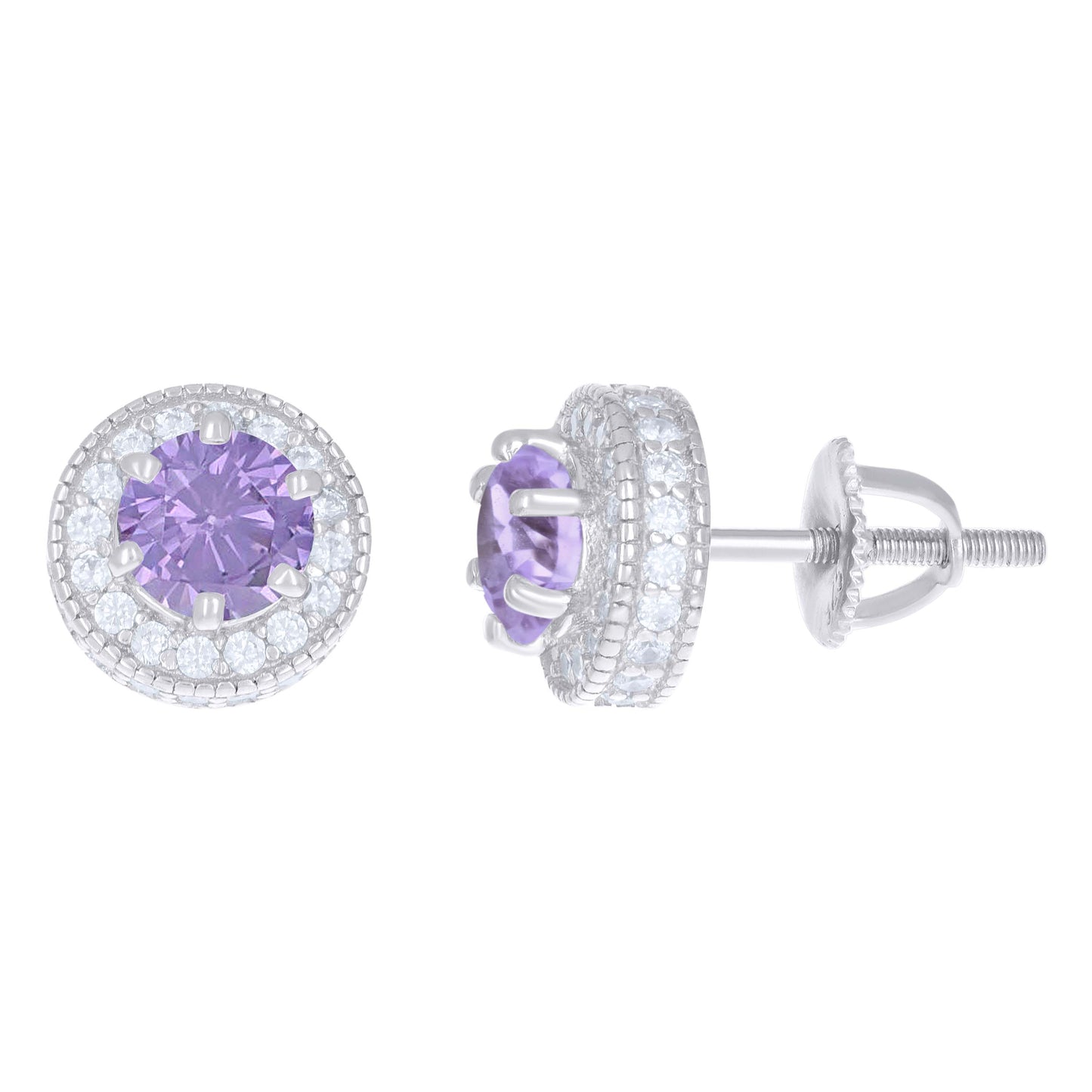 925 Sterling Silver Cz Earrings With Screwback