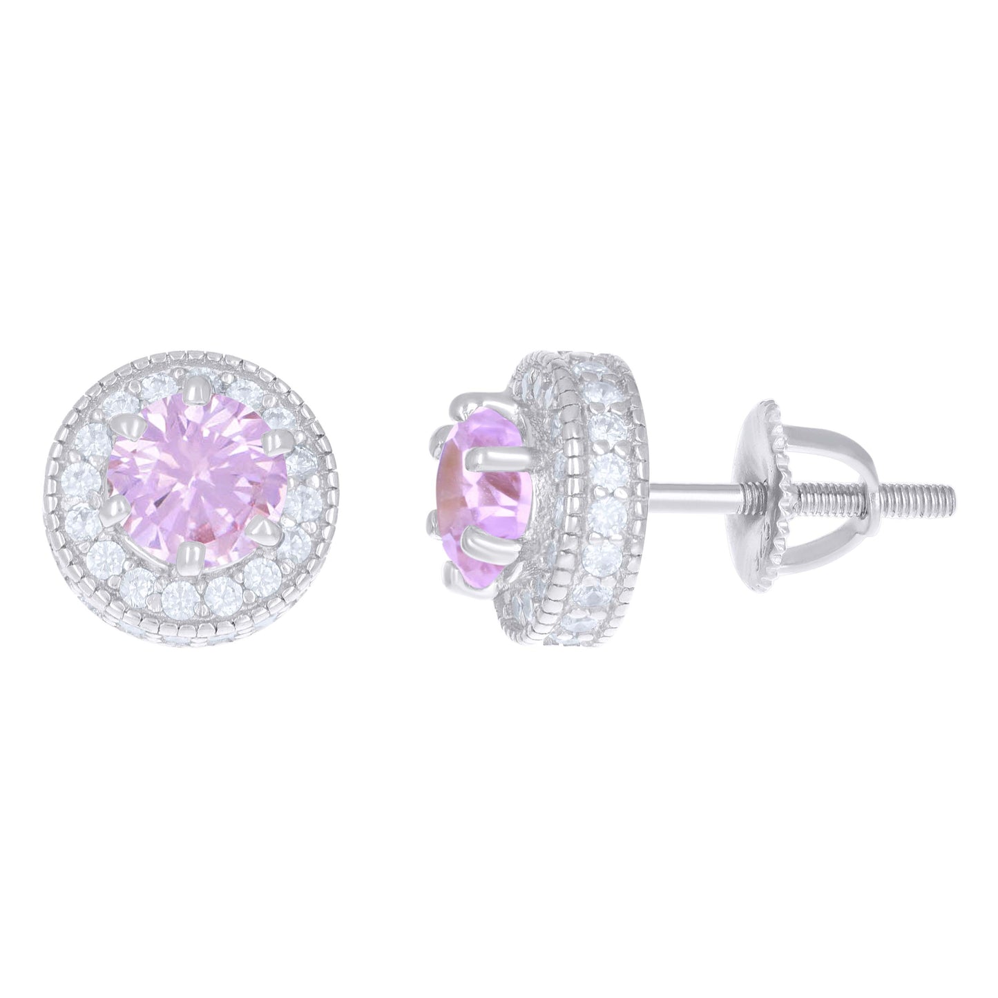 925 Sterling Silver Cz Earrings With Screwback
